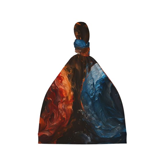 Naloa Red And Blue Fire Dragon F Baby Newborn Hats, Infant Knotted Baby Hat, Beanie Top Knot Caps for Baby Boys Girls