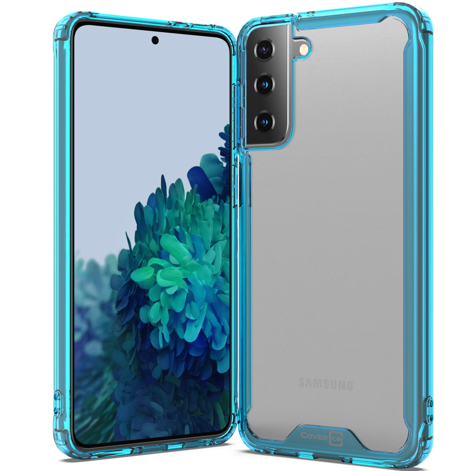 Coveron For Samsung Galaxy S21 5g Case Clear Slim Fit Lightweight Hard Phone Cover Tpu Blue Bumper Walmart Com Walmart Com
