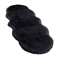 Beautynvta Extra Large Bedroom Rugs, Irregular Plush Carpet for Living Room Bedroom, Soft Faux Plush Fluffy Rug, Soft Comfortable Non Slip Thick Rug, 19.7x55.1 In, Black