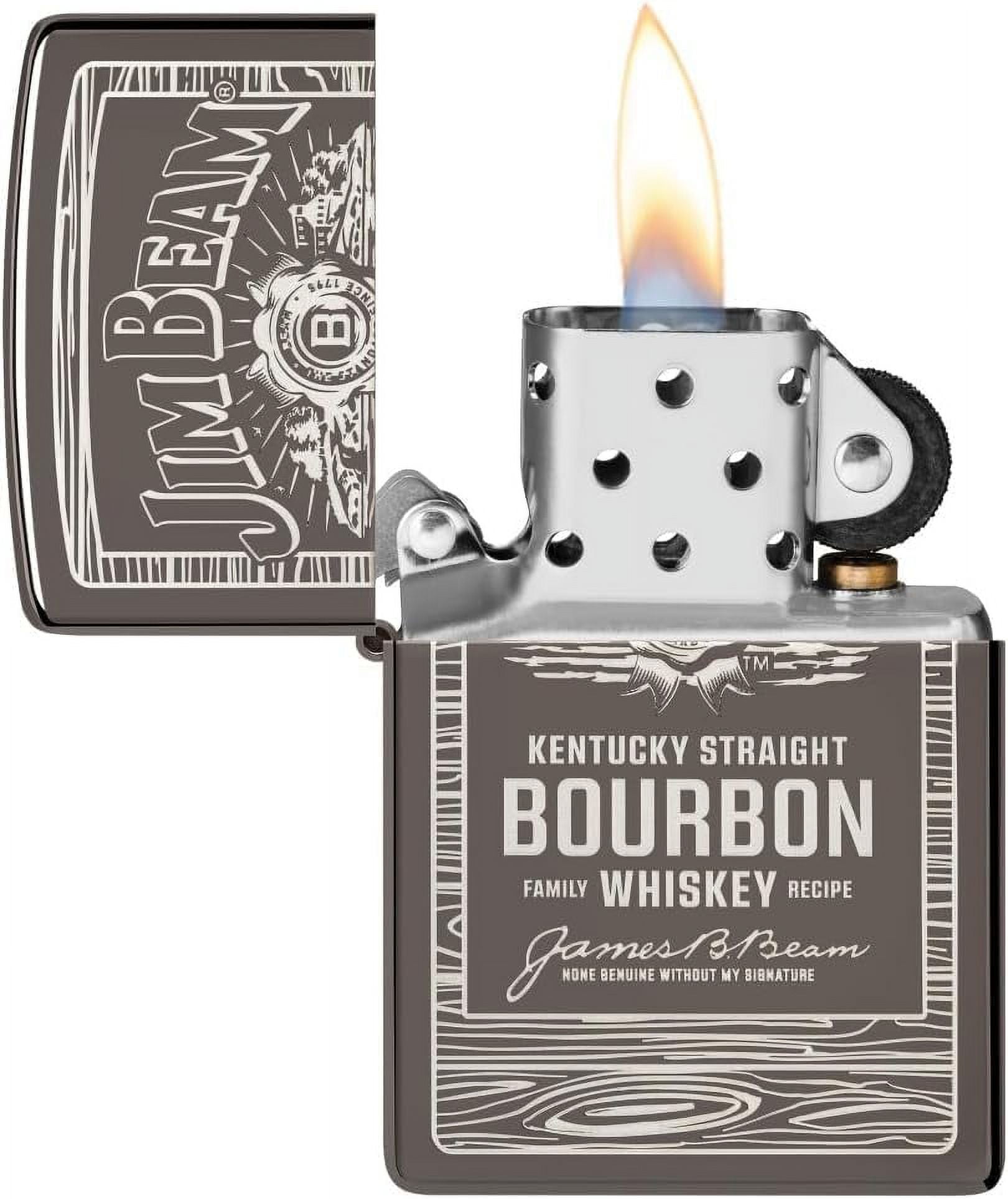 Zippo Lighter - Personalized Custom Message Engrave on Back for Jim Beam Windproof Zippo Lighter (Black Ice 48740)