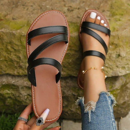 

Hvyesh Flat Sandals for Women Casual Summer Flat Shoes Ladies Beach Sandals Summer Non-Slip Causal Slippers Size 8.5