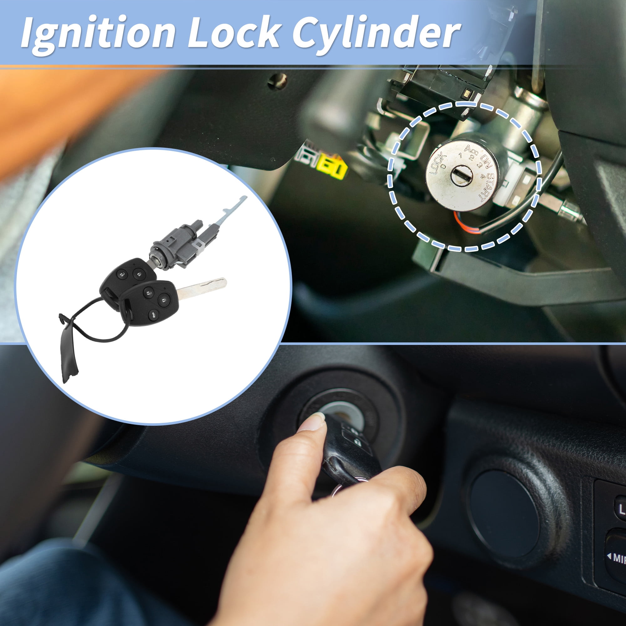 Unique Bargains Ignition Lock Cylinder and Door Trunk Lock for Honda Accord 2003-2007