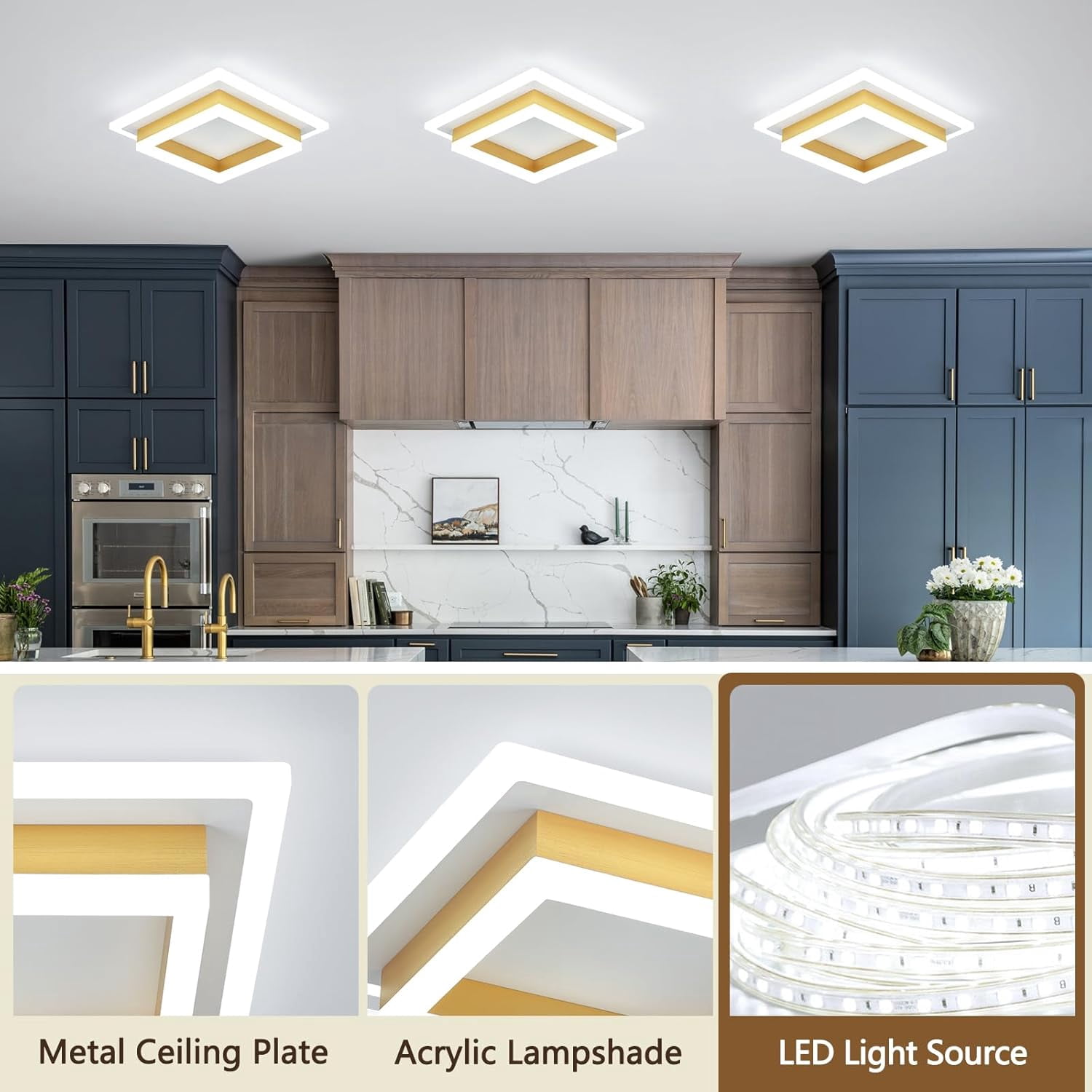 32W Flush Mount Modern LED Ceiling Lights, White Small Hallway Ceiling Light, Cool White 6000K Acrylic LED Ceiling Light Fixtures, Close to Ceiling Lights for Bedroom Dining Room Kitchen Bathroom