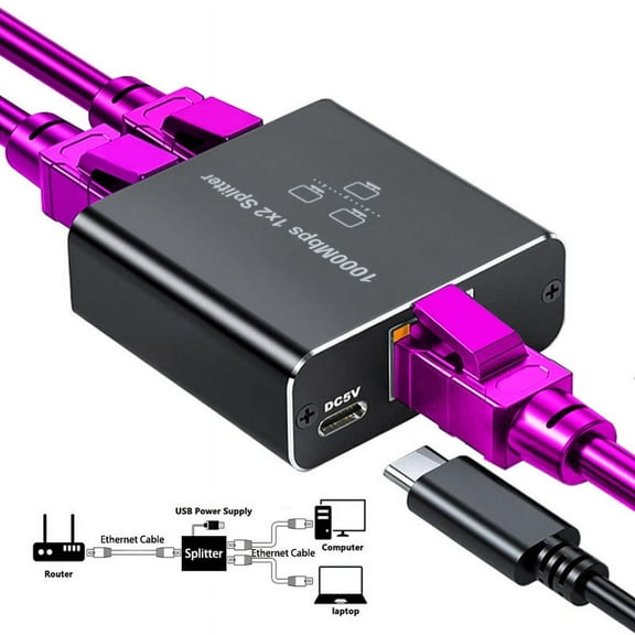 GEGONG Gigabit Ethernet Splitter, RJ45 to RJ45 Cable Splitter, 1000Mbps High-Speed Stable