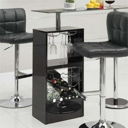 - Bowery Hill Contemporary Glass Top Pub Table in Black