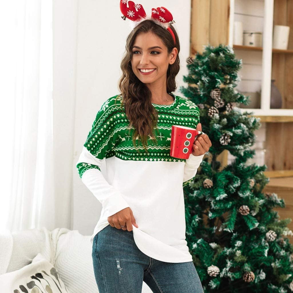 Sweat-Shirt de Noël pour Femmes, Pull Ample de Noël Tunique