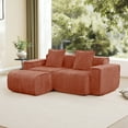 thumbnail image 3 of Streamlined Design Modular 2 Seat L Shape Sectional Boneless Sofa with French Edge Piping, No Assembly Required, 2-Seat Sofa Couch with Throw Pillows and 1 Movable Ottoman, Velvet Fabric Red, 3 of 9