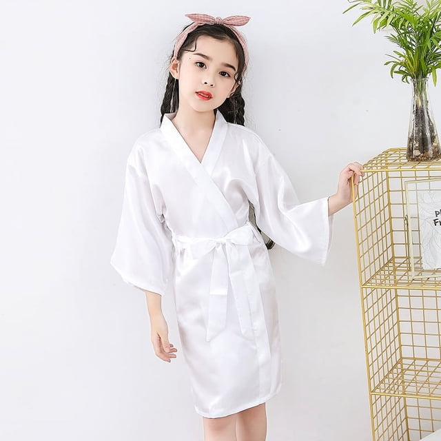 Pijamas de seda de hielo para niños, ropa de hogar fina de estilo japonés para niños, camisón de seda para niñas