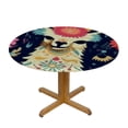 thumbnail image 3 of HAOXIT Colorful Llama Round Tablecloth ,cute yellow white alpaca blue cactus flowers Oblong Table Cloth Washable Polyester Table Cover for Picnic,Kitchen 42-46, 3 of 8
