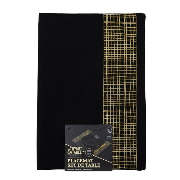 Thyme & Table Black and Gold Cross Hatch Placemat