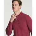 thumbnail image 4 of Real Essentials 3 Pack Men's Cotton Jersey Long-Sleeve Polo Shirt - Casual Workwear Office (Available In Big & Tall), 4 of 6