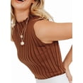 thumbnail image 2 of Women'S Sleeveless Mock Turtlenecks Tops Stretch Slim Fitted Tank Top Basic Bustier Tee Brown L, 2 of 9