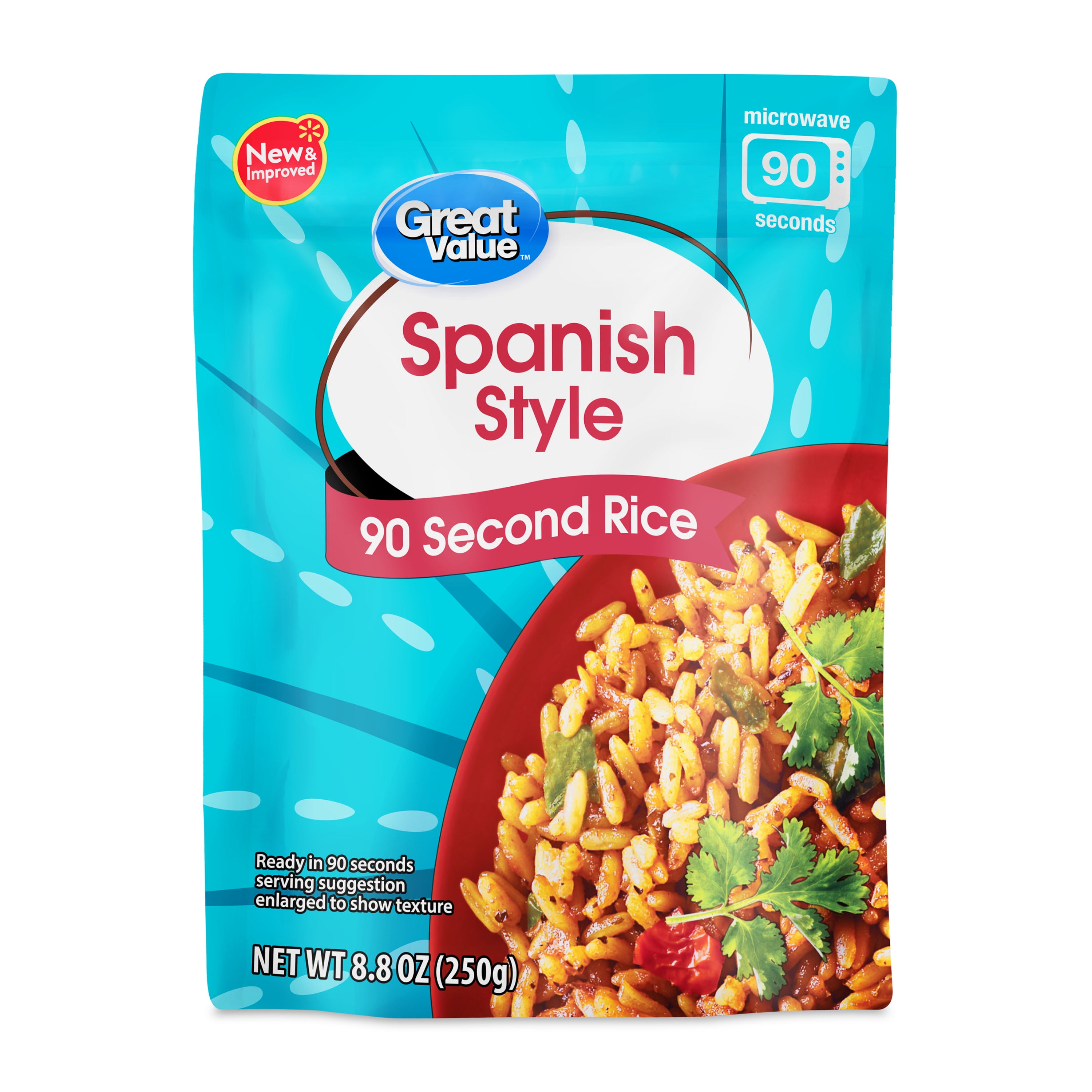 (9 pack) Great Value Ready-to-Heat 90-Second Spanish Style Rice Pouch, 8.8 oz