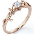 thumbnail image 2 of JeenMata Anillo de Compromiso con Diseño de Hoja de Árbol de Moissanita Redonda con Bisel Solitario de 0,5 Quilates en Baño de Oro Rosa de 18 K sobre Plata, 2 of 6