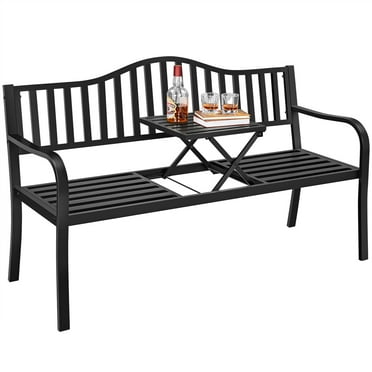 Alden Design Outdoor Raised Metal Bench - Black