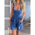 thumbnail image 2 of Women 2025 Summer Rompers Floral Boho Sleeveless Back Tie Flowy Short Jumpsuits Beach Outfits Royal Blue M, 2 of 8