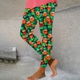 thumbnail image 2 of lcziwo Womens St Patricks Day Leggings Casual High Waisted Tummy Control Workout Leggings Novelty Shamrock Leaves Print Soft Yoga Pants Green M, Clearance Sales of Today, 2 of 5