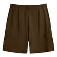 thumbnail image 6 of YOIAVAIOY Men's Shorts Cotton Linen Pleated Shorts Casual High Waisted Summer Lightweight Beach Shorts Fashion Hiking Lounge Shorts Brown M, 6 of 6