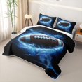 thumbnail image 3 of Feelyou Lightning Football Twin Quilt Set for Boys, Sport Ball Twin Coverlet Set, Blue Black, 2pcs, 3 of 7