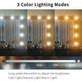 thumbnail image 5 of 13 Drawers Vanity Desk, Makeup Vanity with Power Outlet, Vanity Table with Mirror and LED Bulbs, 3 Color Lighting Modes, Glass Top, Dressing Table for Bedroom, 5 of 7