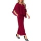 thumbnail image 4 of INSPIRAR CHIC Conjuntos de 2 Piezas para Mujeres Elegante Top de Manga de Chifón Pantalones de Pierna Ancha XL Burdeos, 4 of 6