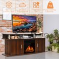 thumbnail image 5 of Gymax 63'' Fireplace TV Stand W/18'' 1500W Electric Fireplace up to 70'' Walnut, 5 of 10