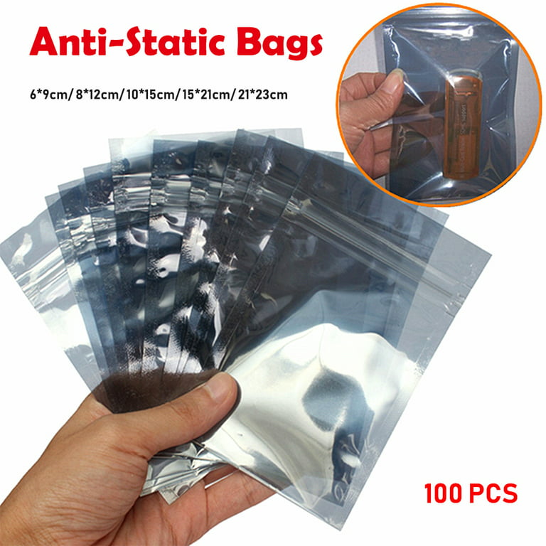 SagaSave 100Pcs ESD Anti-Static Ziplock Bag for Electronic Devices  Waterproof Semi Transparent 60x90mm 