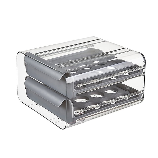 Caja Almacenamiento Cajón Doble Capa Tipo 32 Rejilla Soporte para para Refrigerador (gris)