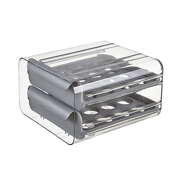 Caja Almacenamiento Cajón Doble Capa Tipo 32 Rejilla Soporte para para Refrigerador (gris)