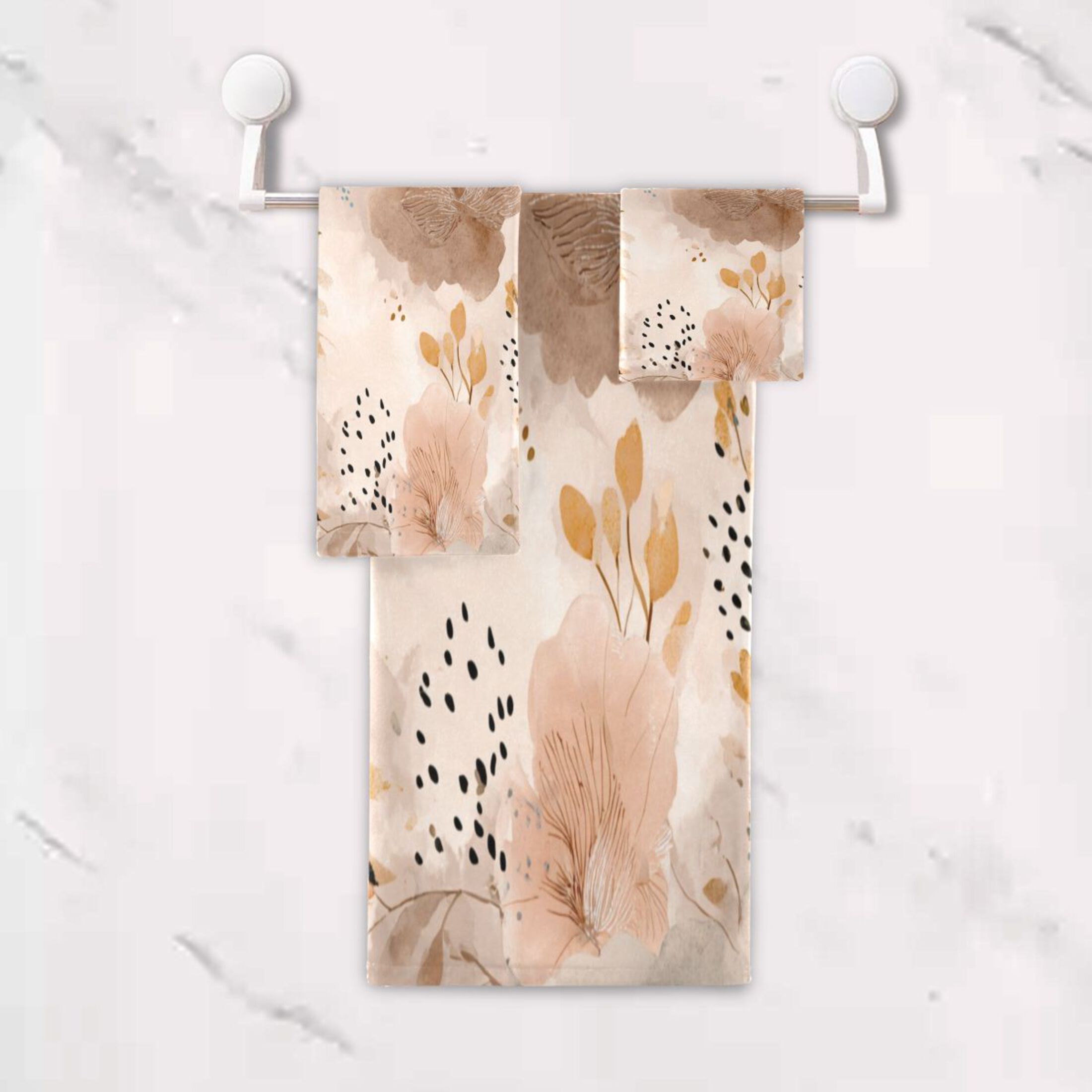 3 Piece Bath Towels Set Bath Towel, Hand Towel and Face Towel for Bathroom, Gym, Hotel Hazy Ethereal Flowers