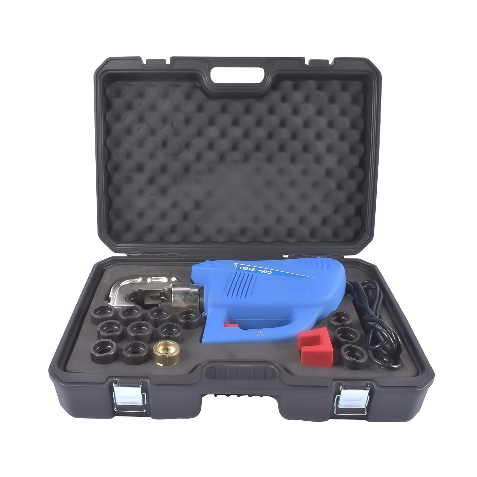 Mustrod 110V 12 Ton Electric Cable Lug Crimper Hydraulic Cable Wire Crimping Tool w/13 Molds 8AWG-600MCM