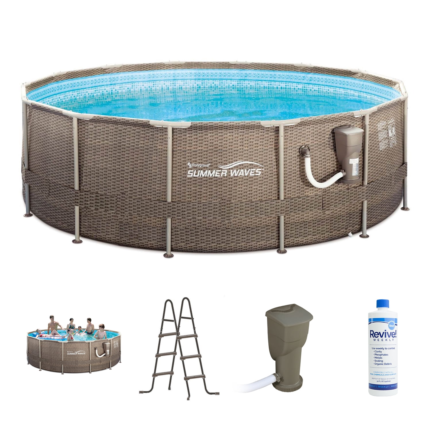 draining summer waves pool