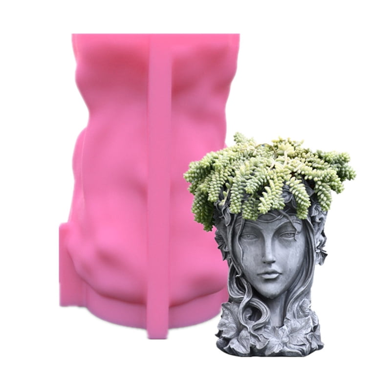 Girl Head Shaped Flower Pot UV Epoxy Mold Candle Holder Resin Silicone Mould DIY