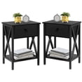 thumbnail image 4 of 3 Piece Bedroom Sets Twin Size Black Metal Bed Frame and 2 Black Nightstands, 4 of 8