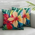 thumbnail image 3 of Shiartex Hibiscus Flower Throw Pillow Covers , Square  Plush Hawaiian Pillow Covers, Tropical Outdoor Pillows Covers, Hawaii Decor for Bedroom, Sofa, Living Room White, 3 of 5