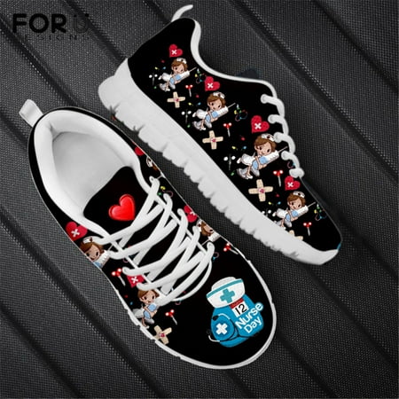 

Ladies Shoes Solid Cartoon Nurse Pattern Fashion Air Mesh Breathable Women Casual Sneakers Shoes Woman Zapatos Mujer