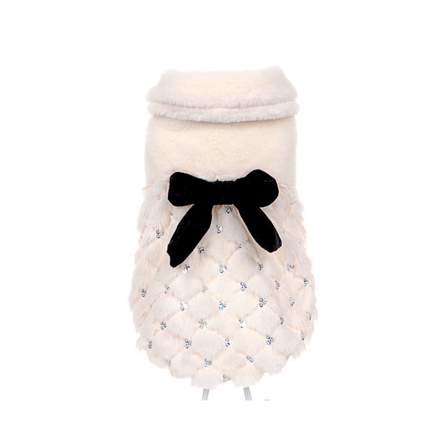 sweethay Ropa de invierno con lazo para mascotas, abrigo de Animal pequeño y mediano, transpirable, diseño Simple, chaleco cálido de felpa de Ropa para mascotas S