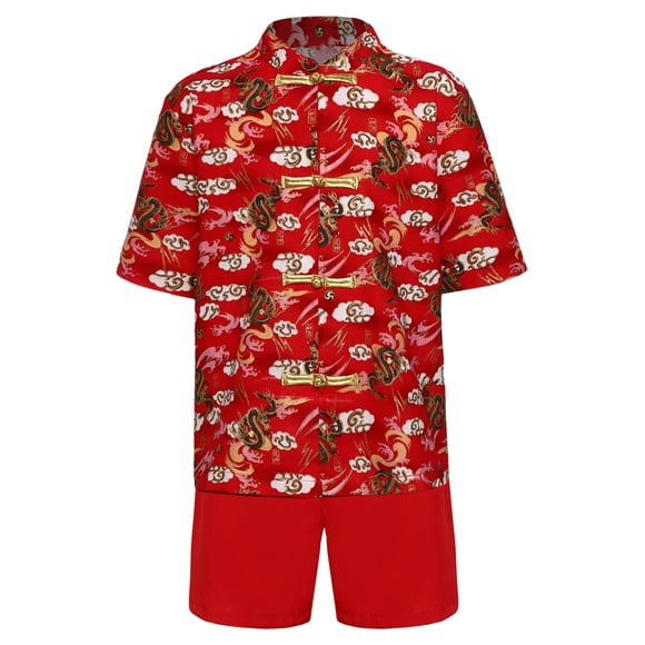 iefiel Kids Boys Chinese Kung Fu Martial Arts Suit Embroidery Dragon Taichi Uniform Traditional Wing Chun Outfit Red F 130