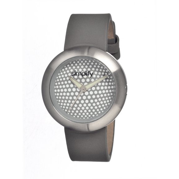 Simplify The 1200 Leather-Band Unisex Watch - Silver/Grey