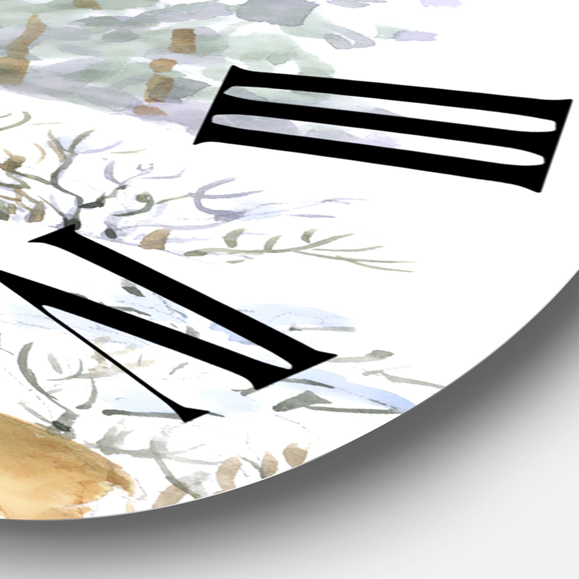 Designart 'Winter Cottage With Two Deers' Farmhouse Wall Clock