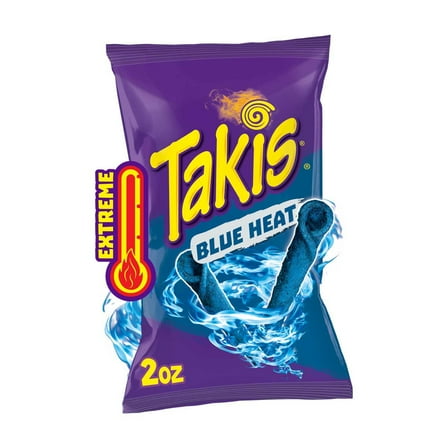 Takis Blue Heat 2 oz Bag, Hot Chili Pepper Flavored Rolled Tortilla Chips
