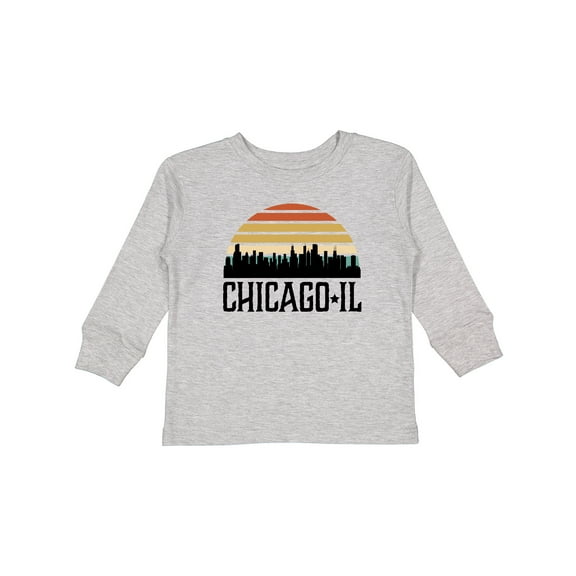 Inktastic Chicago Illinois Skyline Vintage Boys or Girls Long Sleeve Toddler T-Shirt