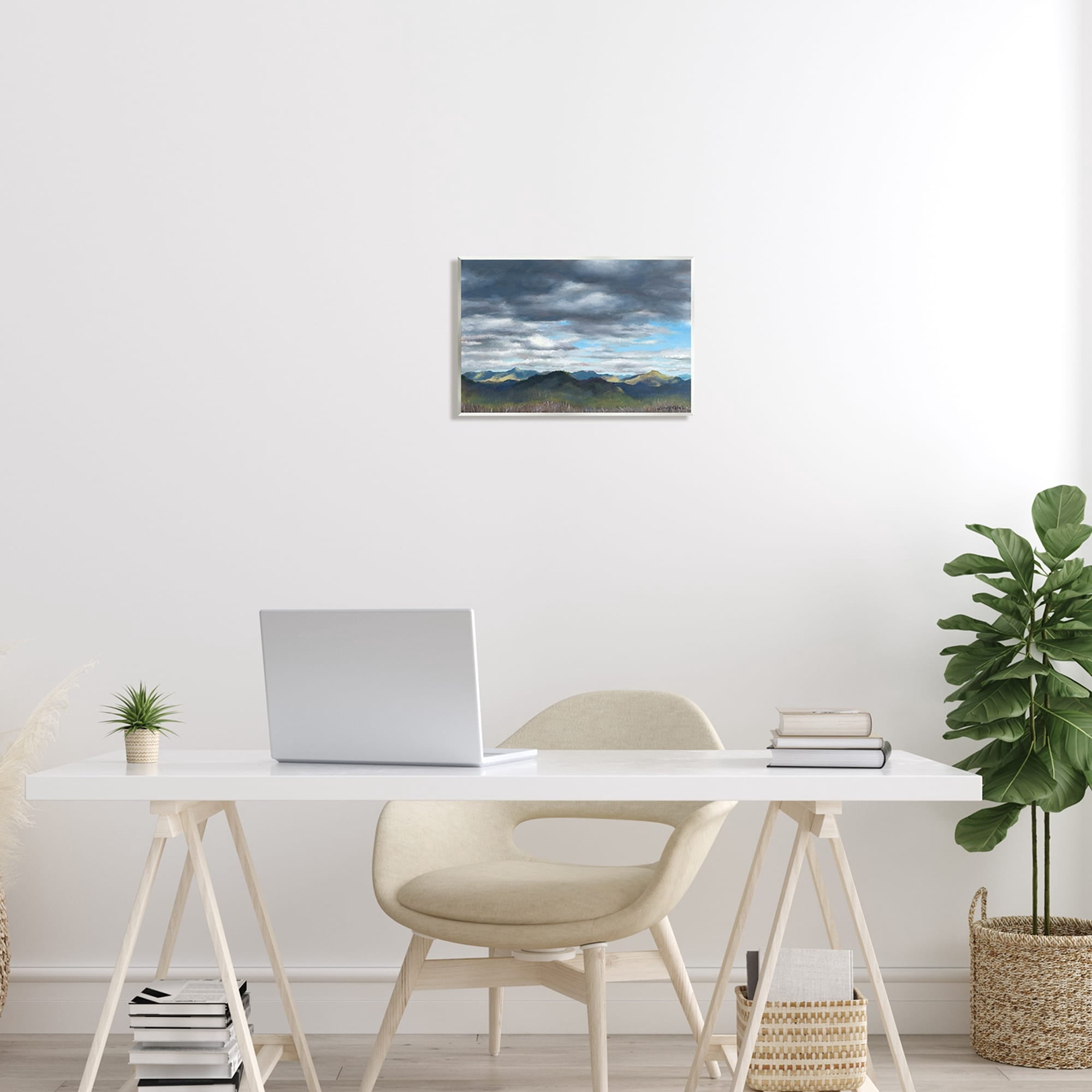 Stupell Industries Overhanging Clouds Rural Mountain Range Peaks Landscape Painting Unframed Art Print Wall Art, Design by unknown