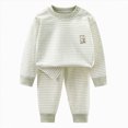 thumbnail image 3 of TOWED22 Toddler Baby Boy Fall Outfit Long Sleeve Crew Neck Contrast Color Sweatshirt Top Pant Cute Newborn Infant Waffle Clothes Size:90,Color:Green, 3 of 8