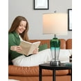 thumbnail image 3 of 26in Glass Table Lamp for Nightstand Deco Gradient Green Modern Lamp with Led Bulb, 3 of 8