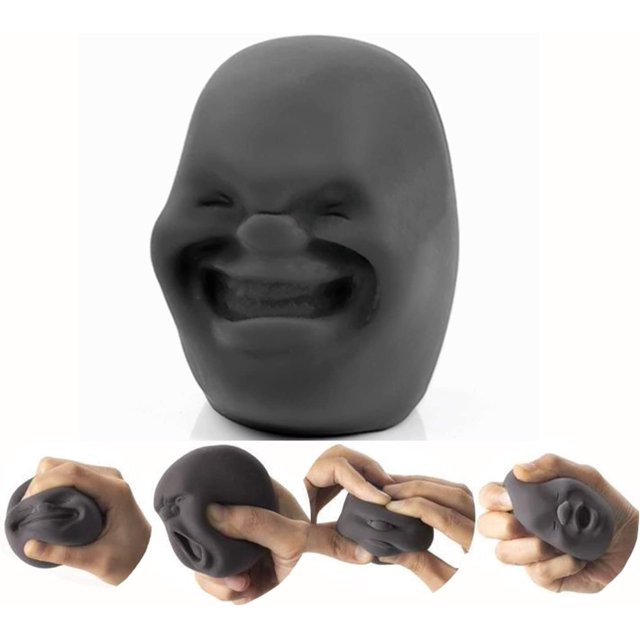 Paquete de 2 divertidas bolas de emoción de cara humana, juguetes sensoriales para autismo, cosas raras, hospital, oficina, regalo de calcetín, expresión aleatoria negra