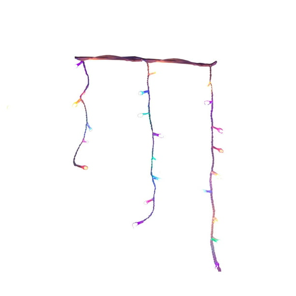 Cascada De Luces Led Navideña Decorativa Multicolor 300 Focos 8 Funciones Navicolors Cable Blanco 6 m Paquete 3 Pz