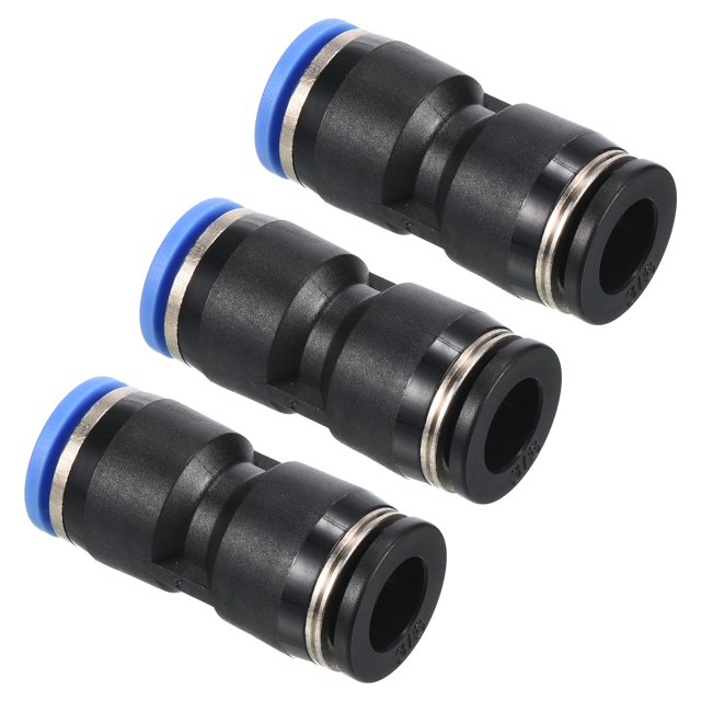 Unique Bargains 3/8' à 10mm Réduction Union Pousser pour Connecter Raccord de Ligne d'Air Noir Bleu, 3 Pack