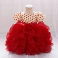 thumbnail image 2 of TEAJOPSUU 6M-3Y Girls Tutu Skirt Puff Short Sleeved Tulle Dress Fluffy Dance Dress Printed Princess Dress for Kids B-Red, 2 of 9