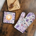 thumbnail image 5 of Purple Gothic Cat Crystal Pattern Kitchen Oven Mitt and Pot Holder Sets 2 Pcs for Baking, Cooking and Grilling, Heat Resistant Up To 392 °F, 5 of 7